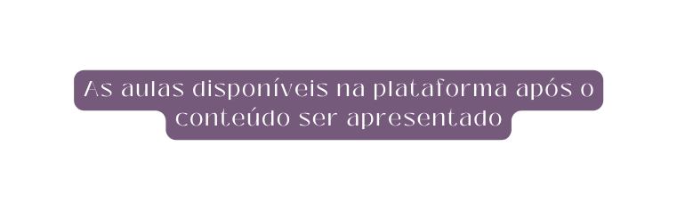 As aulas disponíveis na plataforma após o conteúdo ser apresentado